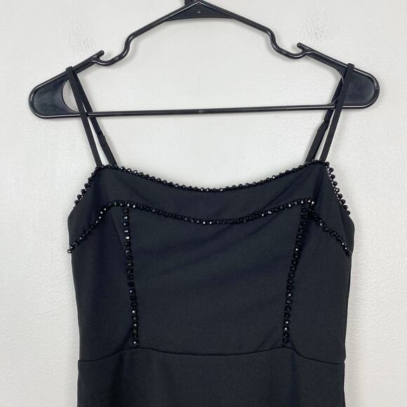 Lulu's Prettiest Presence Black Beaded Sleeveless Bodycon Mini Dress Black Small - Picture 3 of 8
